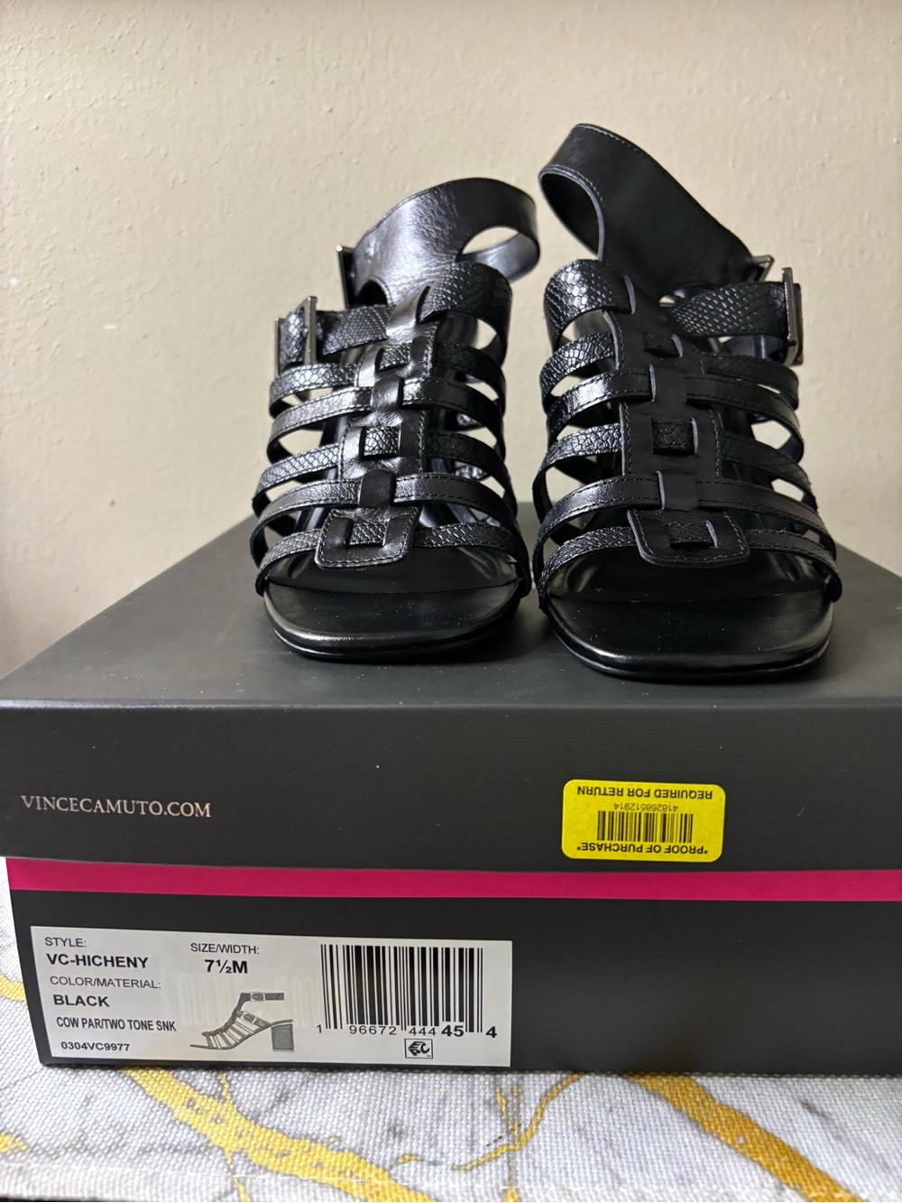 Vince Camuto Black Woven Strappy Sandals